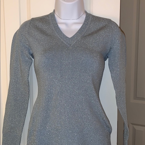 Joos Tricot Sweaters - Joos Tricot Blue Shimmer V Neck Sweater